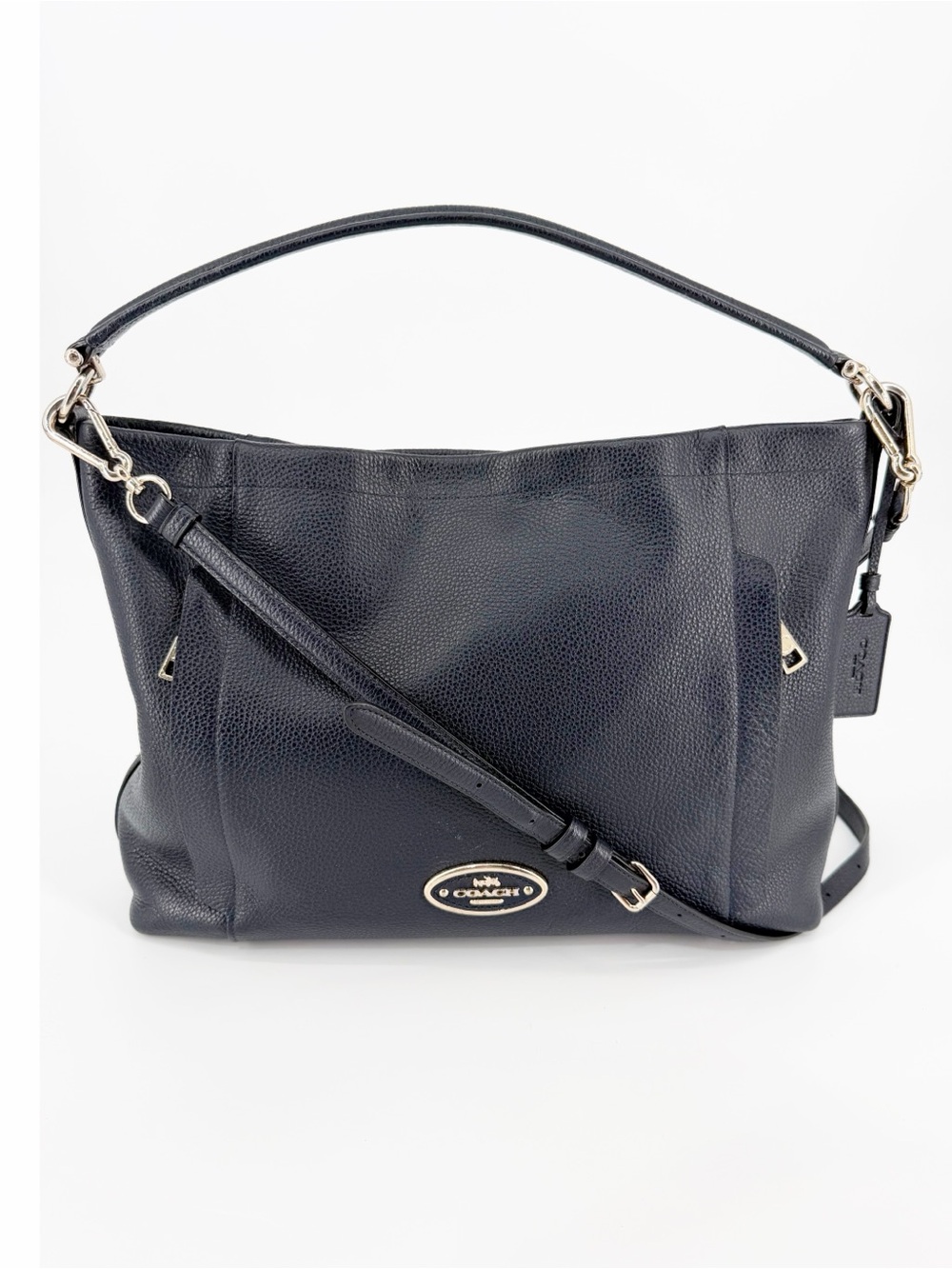 Coach Navy Blue Scout Hobo Bag Pebbled Leather